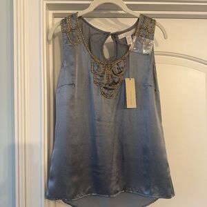 NWT Banana Republic Blue top w Gold detail